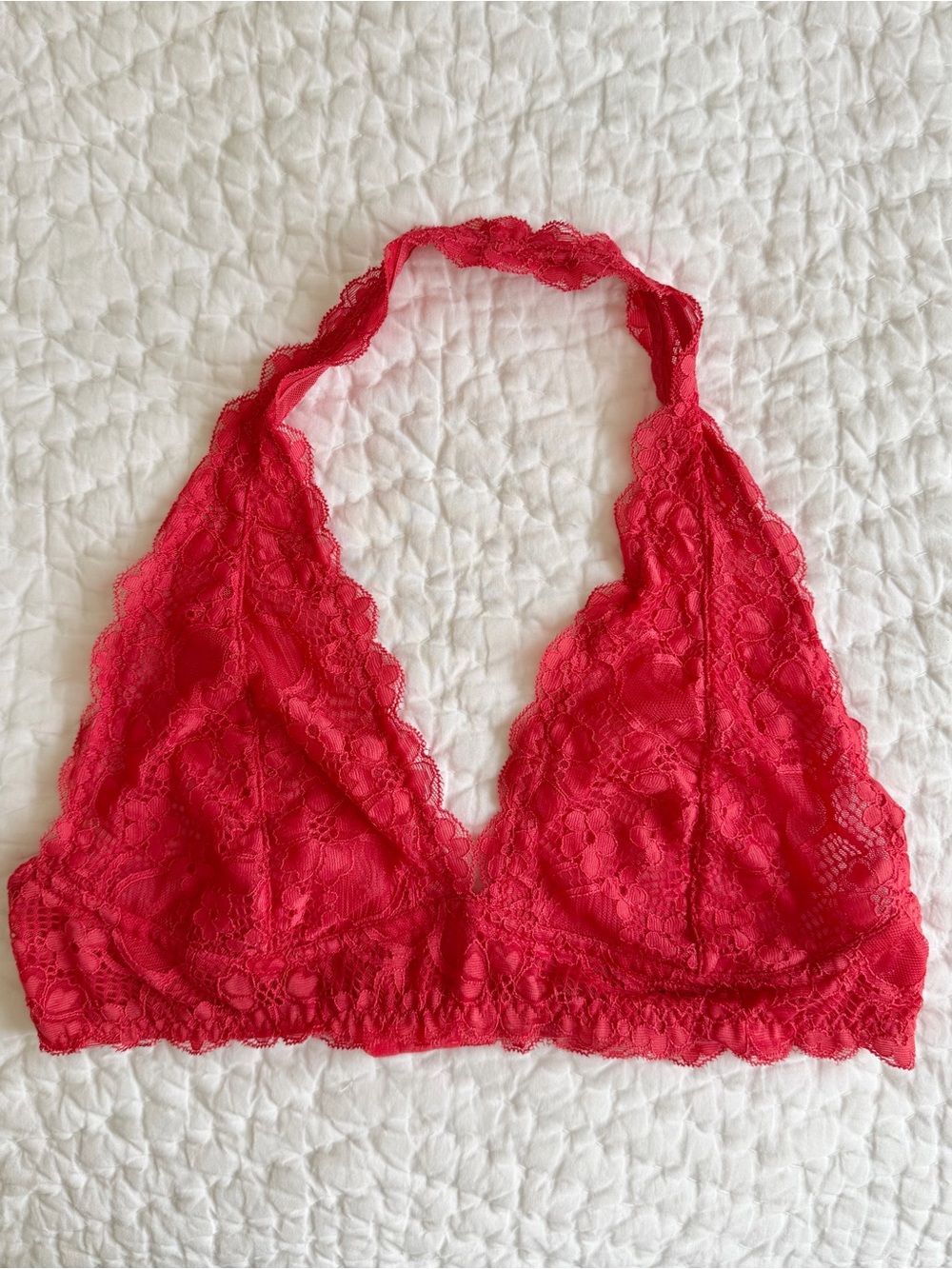 Free People Intimately Galloon Lace Halter Bralette - Red